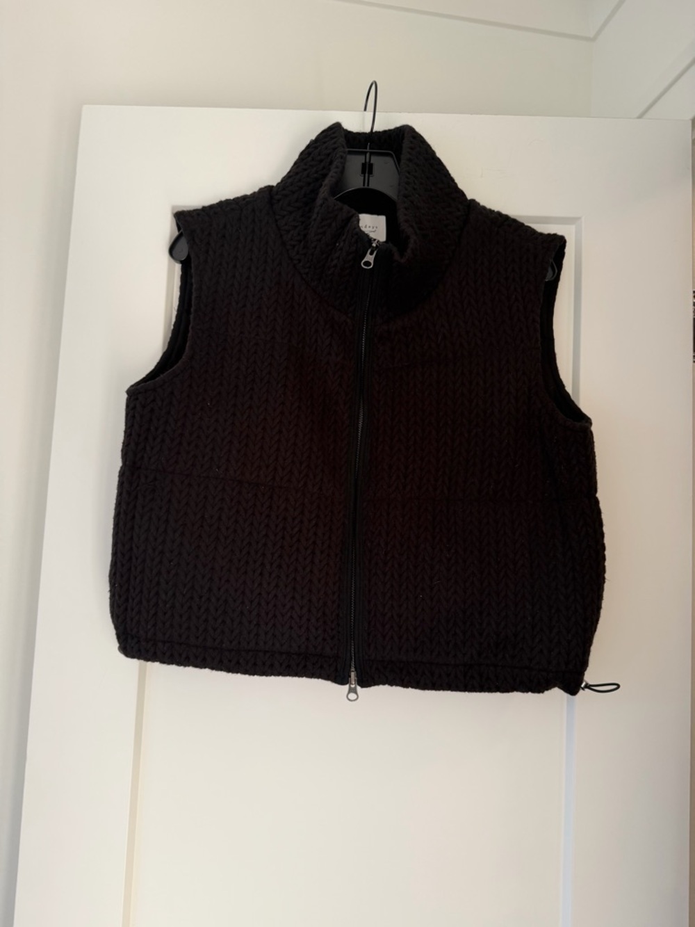 sundays Black Textured Knit Vest with High Collar